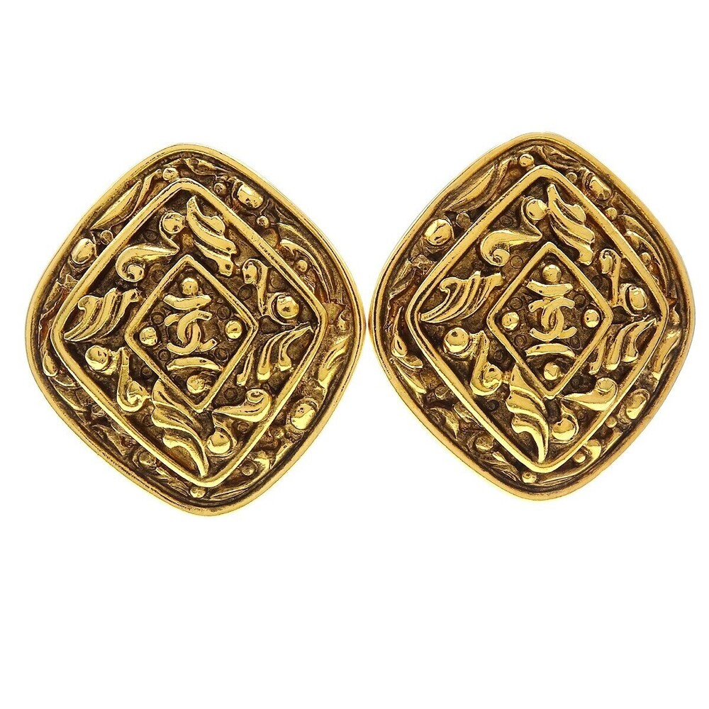 Chanel Vintage Diamond Clip-On Gold-plated
